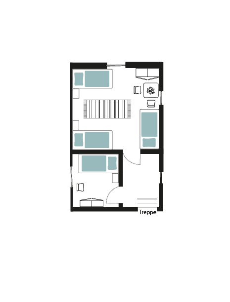 Grundriss Gartenvilla oben Dachgeschoss