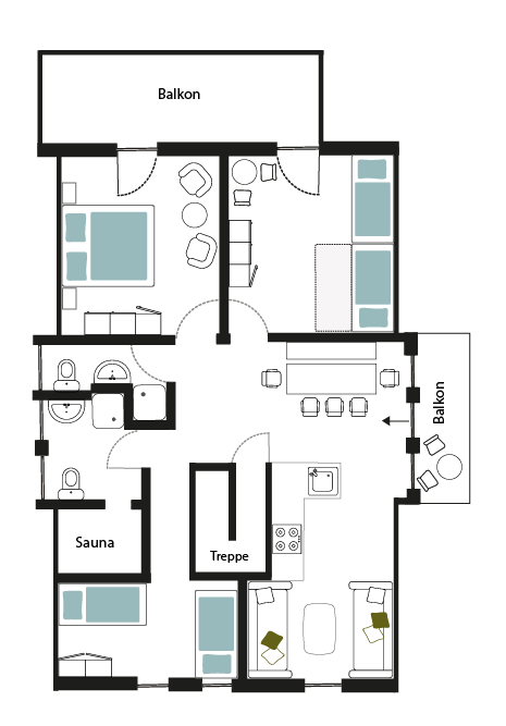 Grundriss Gartenvilla oben
